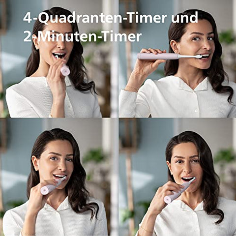 Philips Sonicare 3100 – 2 x elektrische Schallzahnbürste, in Schwarz und Sugar Rose mit 2 x C2 Optimal Plaque Defense-Bürstenköpfen (Modell HX3675/15)