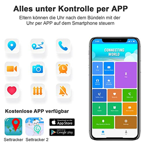 PTHTECHUS® Kinder Smartwatch Telefon mit GPS 4G, Videoanruf Sprachchat Kinder Anrufen Uhr mit GPS Tracker SOS Kamera APP-Verwaltung Armband Kompatibel Android und IOS für Jungen Mädchen Geschenk