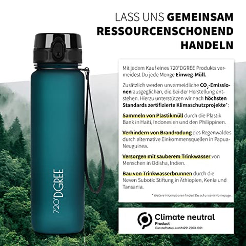 720°DGREE Trinkflasche Kinder 500ml “uberBottle“ softTouch +Sieb - Auslaufsicher, BPA-Frei - Flasche für Schule, Sport, Fitness - Wasserflasche aus Tritan - Schmal, Leicht, Stoßfest, Wiederverwendbar