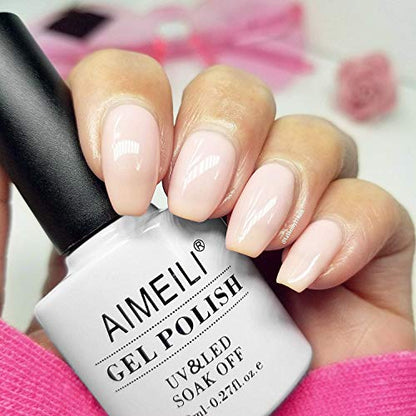 AIMEILI UV LED Gellack Gel Nagellack Base & No Wipe Top Coat Unterlack & Überlack Set Gel Polish 2×8ml