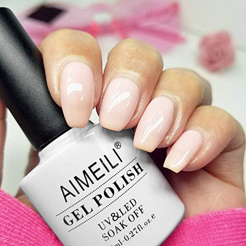 AIMEILI UV LED Gellack Gel Nagellack Base & No Wipe Top Coat Unterlack & Überlack Set Gel Polish 2×8ml