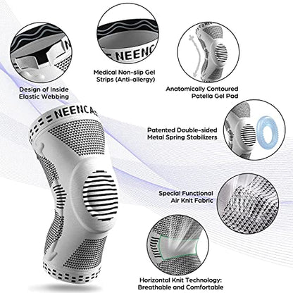 NEENCA kniebandage, Komprimierte Kniebandagen für Männer Frauen mit Patella Gel Pads & Seitenstabilisatoren Kniestütze,Medizinischer Knieschützer für Laufen, Meniskusriss,ACL,Arthritis