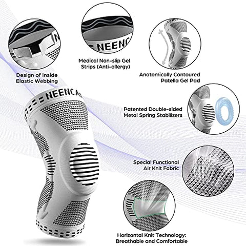 NEENCA kniebandage, Komprimierte Kniebandagen für Männer Frauen mit Patella Gel Pads & Seitenstabilisatoren Kniestütze,Medizinischer Knieschützer für Laufen, Meniskusriss,ACL,Arthritis