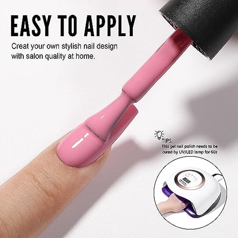 YOKEFELLLOW UV Gel Nagellack Set, 6PCS 10ml Gellack Nude Rosa Set,Semi Permanent Gel Nägel,Soak Off LED Kunst Maniküre Salon