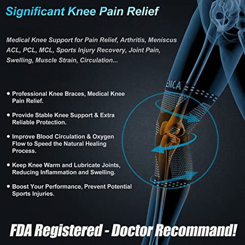 NEENCA Kniestütze, Komprimierte Kniebandage mit Patella Gel Pads & Feder Seitenstabilisatoren, Medizinischer Knieschützer für Laufen, Meniskusriss, Arthritis, Gelenkschmerzlinderung, ACL, Erholung