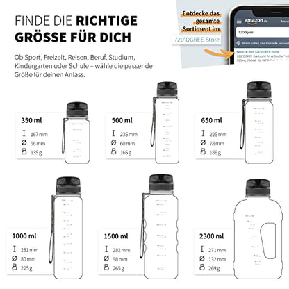 720°DGREE Trinkflasche 1l Sport “uberBottle“ softTouch +Sieb - BPA-Frei - Wasserflasche für Uni, Arbeit, Fitness, Fahrrad, Outdoor, Job - Sportflasche aus Tritan - Leicht, Stoßfest, Wiederverwendbar