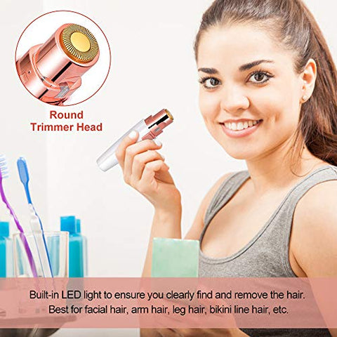 Augenbrauen Rasier, 2 in1 Gesichtshaarentferner Damen, USB Augenbrauen Trimmer, elektrischer Gesichtsepilierer Augenbrauentrimmer, eingebautem LED-Licht, USB Wiederaufladbar