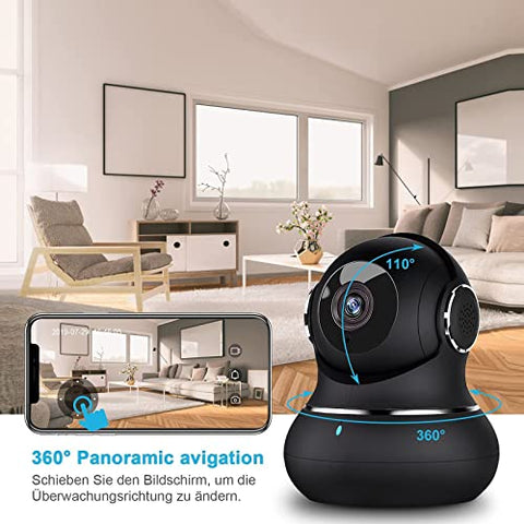 Little elf Überwachungskamera, [2023 Neu] Babyphone mit Kamera mit Bewegungserkennung, Nachtsicht, Zwei-Wege-Audio, 360 Grad Kamera Überwachung Innen, 1080P WLAN Kamera, Hunde Kamera mit APP, Alexa