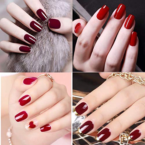 Vishine 6 x Gel-Nagellack, semi-permanent, Serie Dunkelrot, Burgunderrot, Soak Off, UV, LED, Gel, Polish für Nail Art
