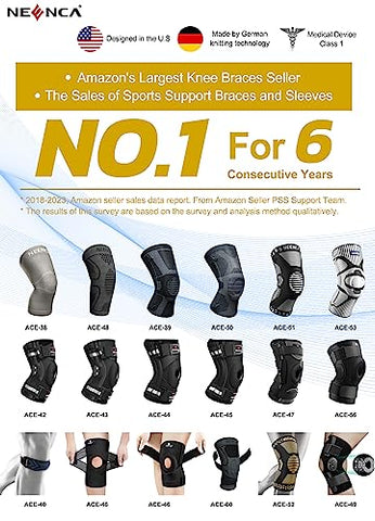 NEENCA Kniestütze, Komprimierte Kniebandage mit Patella Gel Pads & Feder Seitenstabilisatoren, Medizinischer Knieschützer für Laufen, Meniskusriss, Arthritis, Gelenkschmerzlinderung, ACL, Erholung