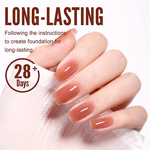 YOKEFELLLOW 10ml Bräunlich Rot UV Gel Nagellack,Nudefarben Nude Jelly Gel Transparent Semi Permanent Gellack,für Nagel Design LED Einweichen von Varnish Gel