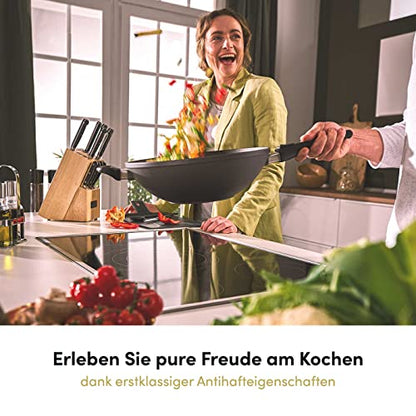 Hoffmann Aluguss Pfanne 28x28 cm Induktion viereckig Hoher Rand I Schmorpfanne Innenhöhe 6 cm I Viereckpfanne beschichtet I Eckpfanne Antihaft Rechteckpfanne Glasdeckel