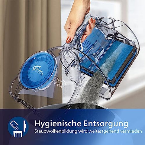 Philips PowerPro Compact Beutelloser Staubsauger, 900 W PowerCyclone 5, Allergy H13-Filter, 76dB, TriActive Nozzle, 6m Kabel, Star White, (FC9332/09)
