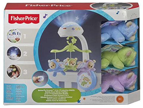 Fisher-Price 3-in-1-Traumbärchen-Mobile, Mobile für Babybett, Elektrisches Mobile mit Licht, Musikmobile, Babyerstausstattung, Babybett- und Baby-Zubehör, ab Geburt, CDN41
