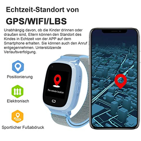 PTHTECHUS® Kinder Smartwatch Telefon mit GPS 4G, Videoanruf Sprachchat Kinder Anrufen Uhr mit GPS Tracker SOS Kamera APP-Verwaltung Armband Kompatibel Android und IOS für Jungen Mädchen Geschenk
