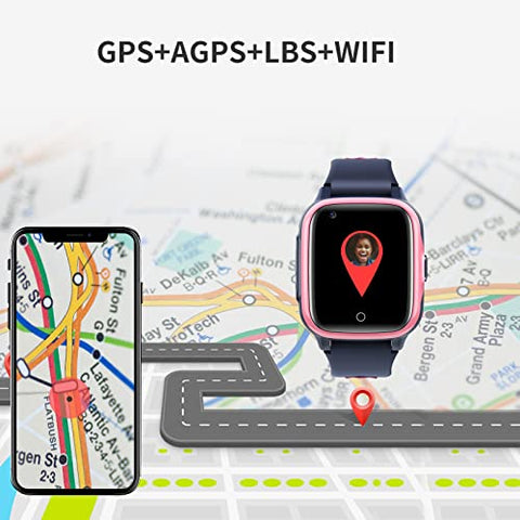 Kinder Smartwatch mit GPS und Telefon Uhr 4G WiFi Videoanruf SOS Kamera Wasserdicht Nachricht Wecker Stoppuhr Klassenmodus Musik Player Vibrationsbenachrichtigung Geschenk für Jungen und Mädchen, Rosa