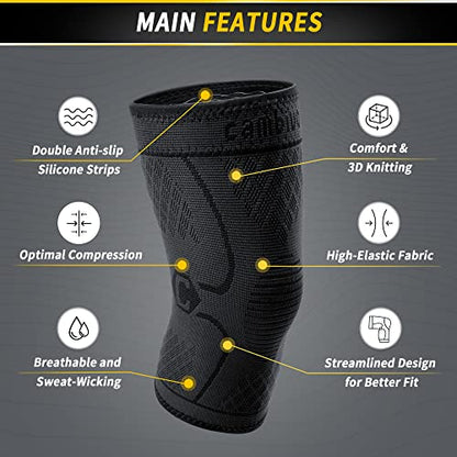 CAMBIVO 2 x Kniebandage Damen Männer, Bandage Knie für Laufen, Wandern, Joggen, Sport, Volleyball, Knieschützer hilfreich Erholung bei Meniskusriss, ACL und Arthritis