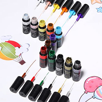 LILY'CUTE 12 Gel Liner Nail Art, Farben Gel Liner Nail Herbst Winter, UV Nagellack Liner Dunkelheit & Glitter Nail Gel Polish Set for Drawing Lines, Nagel Kunst Farbgel Nagelgel