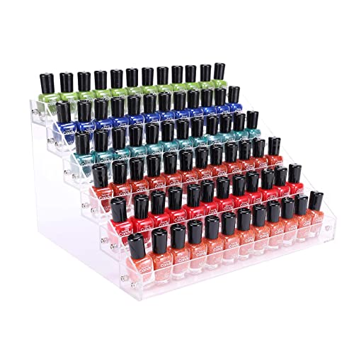 BTremary 6-tier Nagellack Aufbewahrung Organizer Display,Nagellackständer,Nagellack Regal,Acryl-Nagellack-Halter,Hält bis zu 96 Flaschen,parfüm aufbewahrung,Hautpflege-Organizer