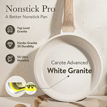 CAROTE Bratpfanne 26 cm mit Deckel,Pfanne mit Langlebige Antihaft-Beschichtung,Tiefe Form Bratpfannen Für alle Herdarten inklusive Pfanne induktion