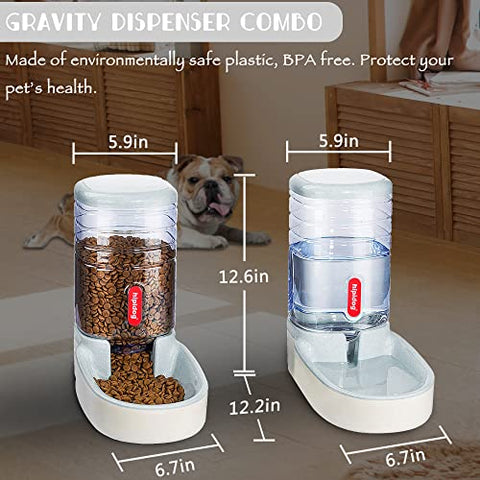 Automatischer Futterspender für kleine und mittelgroße Haustiere, 3,8 l, Reisefutterspender und Wasserspender für Hunde, Katzen, Haustiere (Gray)