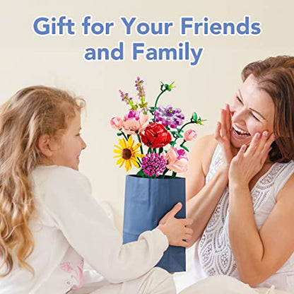 Etarnfly Blumen Bausteine Set, 530 PCS Künstliche Blumenstrauß Kunstpflanzen DIY Bauspielzeugsets Bouquet Baustein für Hausdeko, Geschenke für Mutter Frauen Freundin Kinder 6+, Botanical Collection