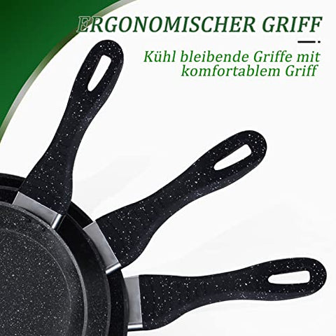 Scheffler Pfannenset, Pfanne 20/24/28 cm,Bratpfanne,Pfannen,beschichtete Pfanne,Pfanne Induktion mit Antihaft-Beschichtung,geeignet für alle Herdarten