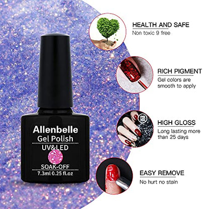 Allenbelle Thermo UV Nagellack mit abgetrenntem Decklack Basislack 7,3 ml 7