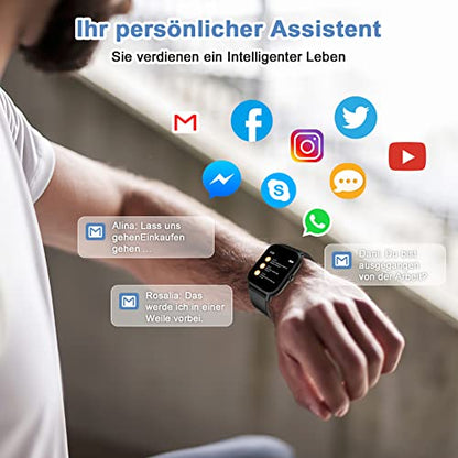 Blackview Smartwatch R3 Herren Damen Fitnessuhr,1,3 Zoll Smart Watch, Armbanduhr mit Pulsmesser Schlafmonitor Musiksteuerung SpO2,Schrittzähler Uhr Sportuhr, Aktivitätstracker für Android iOS,Schwarz