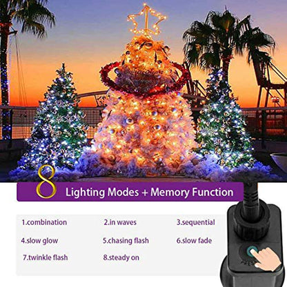 YASENN 300Led 30M Lichterketten mit 8 Beleuchtungsmodi, Niederspannungs-Lichterketten für Weihnachtsbaumpartys im Innen- und Außenbereich, Hochzeit, Garten, Weihnachtsdekoration (Mehrfarbig)