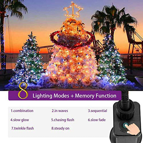 YASENN 300Led 30M Lichterketten mit 8 Beleuchtungsmodi, Niederspannungs-Lichterketten für Weihnachtsbaumpartys im Innen- und Außenbereich, Hochzeit, Garten, Weihnachtsdekoration (Mehrfarbig)