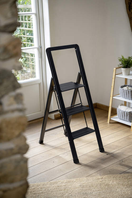 Alu-Smart Klapptrittleiter 3-stufig schwarz