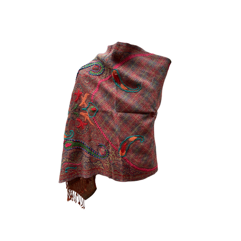 AISHITERU - Paisley Embroidered Wool Shawl - Wearable heritage with vibrant color ✨🧣