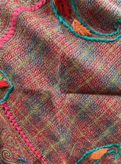 AISHITERU - Paisley Embroidered Wool Shawl - Wearable heritage with vibrant color ✨🧣