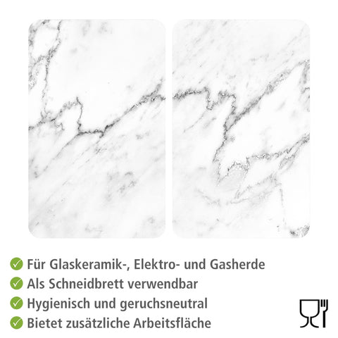 Glasabdeckplatten Marmor 2er 