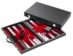 Backgammon rot - medium - Kunstleder