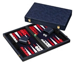 Backgammon blau - medium - Kunstleder