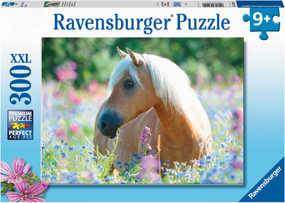 Puzzle Pferd im Blumenmeer