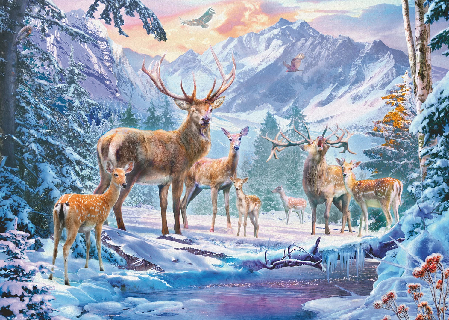 Puzzle Rehe und Hirsche im