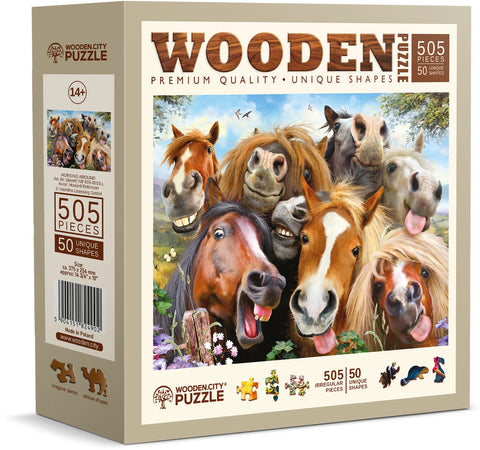 Puzzle Holz L Horsing around