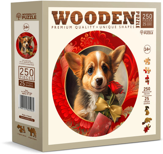 Puzzle Holz L Gift and dog