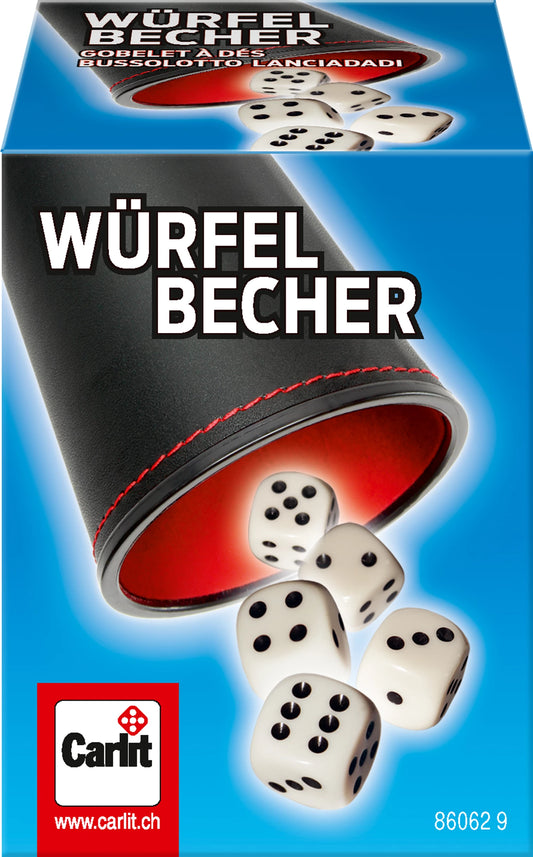 Würfelbecher mit 5 Würfeln