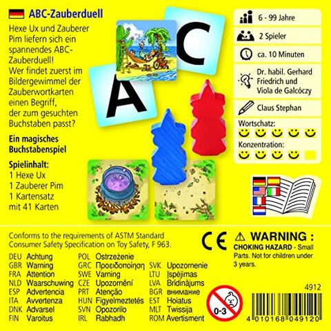 HABA 4912 - ABC Zauberduell, Lernspiel ab 6 Jahren zum Buchstabenlernen, Geschenk für Schulanfänger zur Einschulung, Reise- und Mitbringspiel