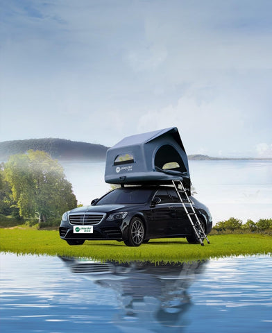 TentHome Dachzelt Aufblasbar Auto 2 Personen Autodachzelt Einfacher Aufbau Outdoor-Glamping-Camping Zelt für SUV, LKW und Universal-Autozelt Grau