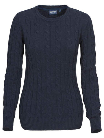 TREADVILLE - Damen Stickpulli mit Zopfmuster & Rundhalsausschnitt