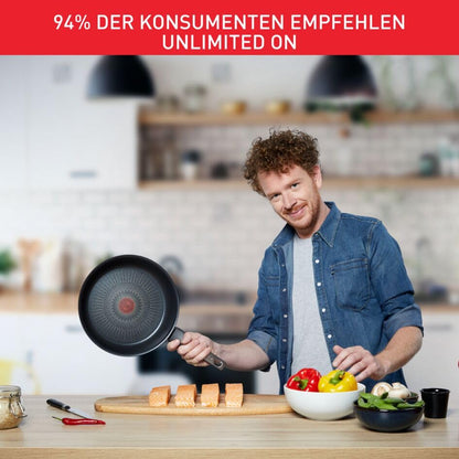 Tefal G25908 Unlimited On Bratpfanne | 32 cm | mit kratzfester Titanium Antihaft-Beschichtung | Thermo-Signal | PFOA-frei | geeignet für alle Herdarten, auch für Induktionsherde | schwarz
