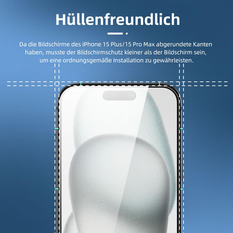 NEW'C 3 Stück, Panzer Schutz Glas für iPhone 16 Plus, iPhone 15 Pro Max, iPhone 15 Plus (6,7 Zoll), Frei von Kratzern, 9H Härte, HD Displayschutzfolie, 0.33mm Ultra-klar, Ultrabeständi