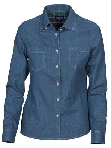 JUPITER Damen-Denimbluse mit Button-Down-Kragen