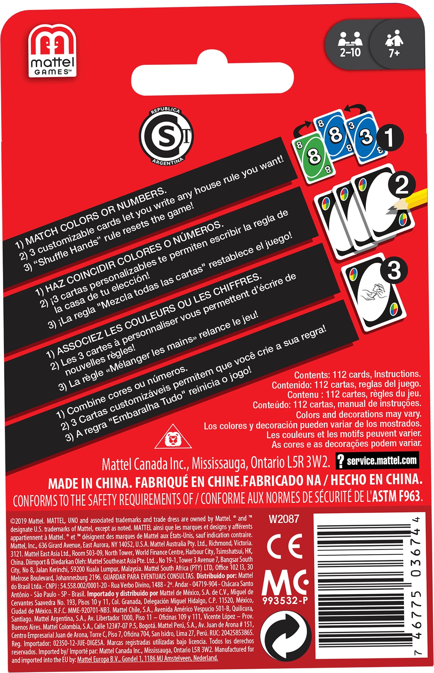 UNO Kartenspiel. d/f/i