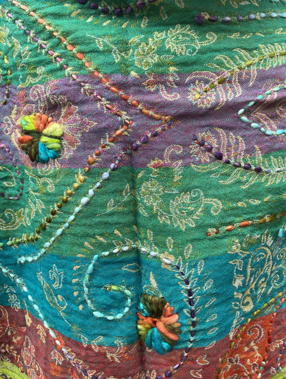 AISHITERU - Nirvana Embroidered Wool Shawl - Bold Boho Colorplay ✨🧣